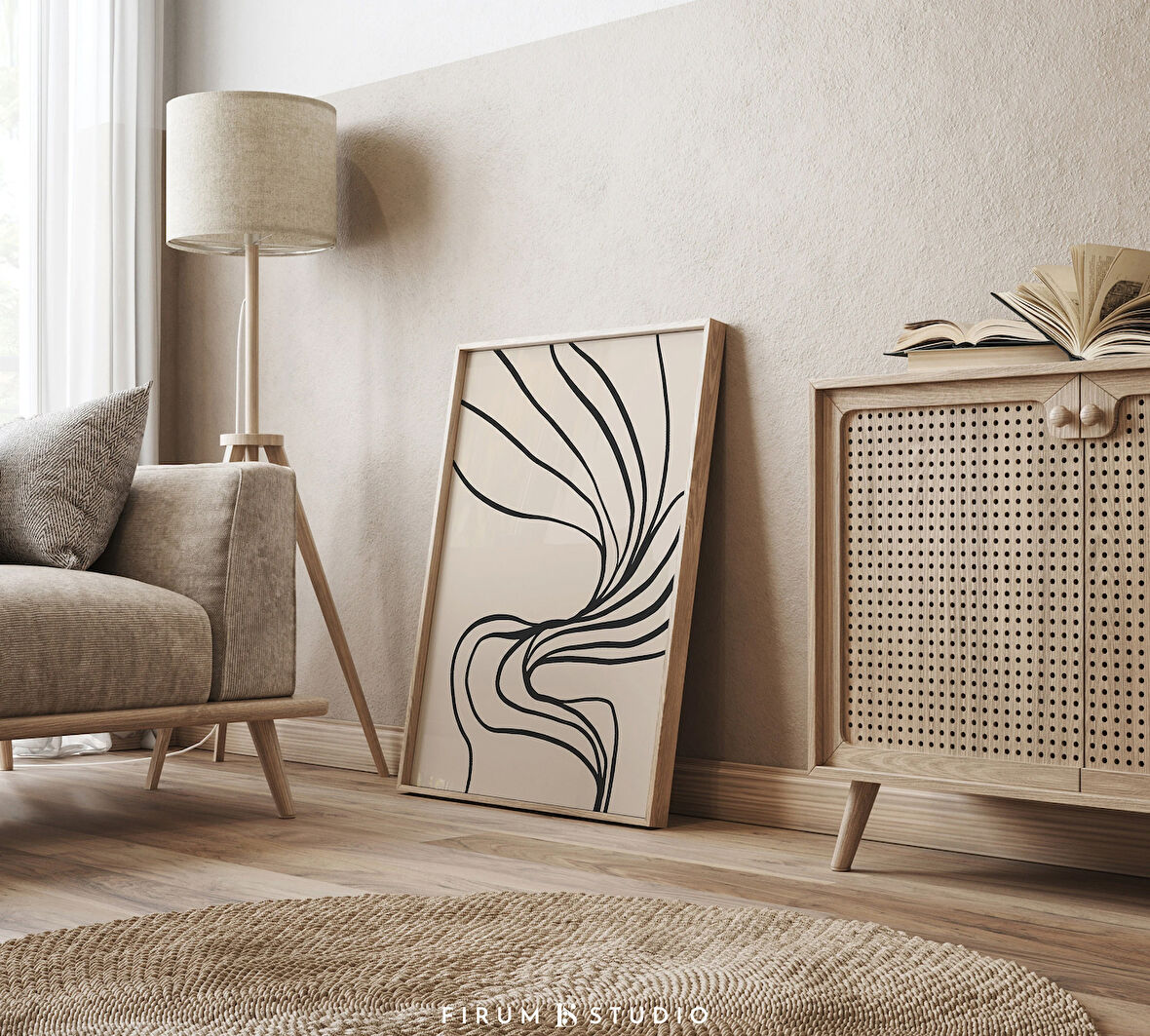 Minimalist Soyut Çizgiler Modern Duvar Sanatı | 1995 | Nötr, Basit