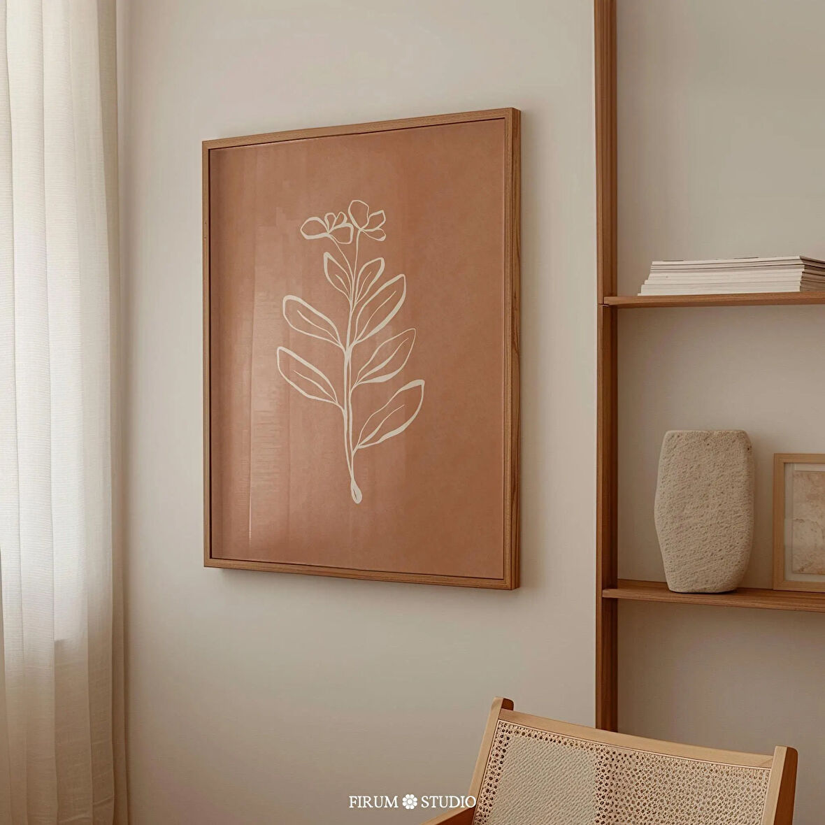 Yanmış Portakal Çiçeği Çizgi Sanatı, Terakota, Çizgi Sanatı Poster