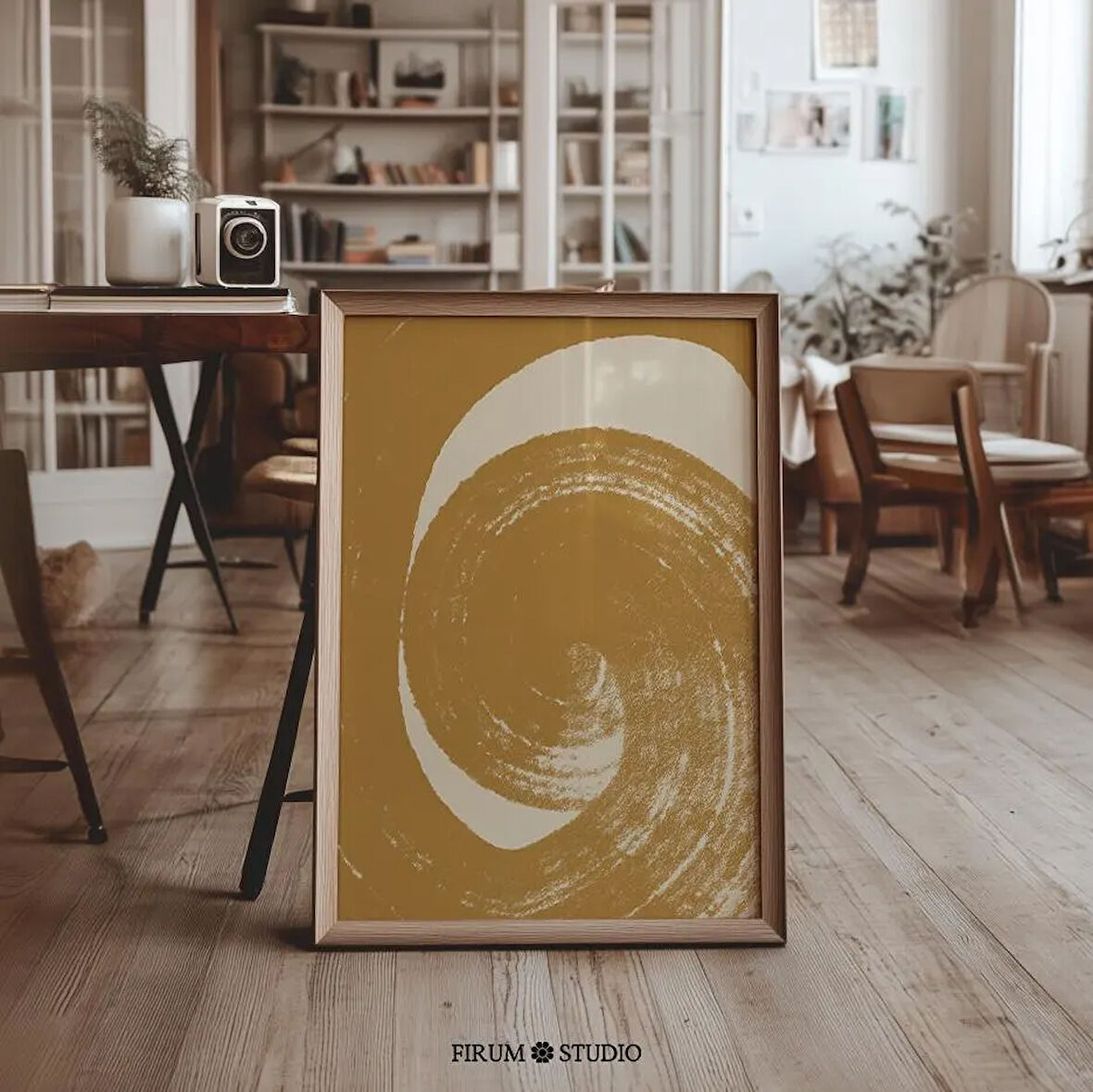 Hardal Sarısı Modern Soyut Duvar Sanatı