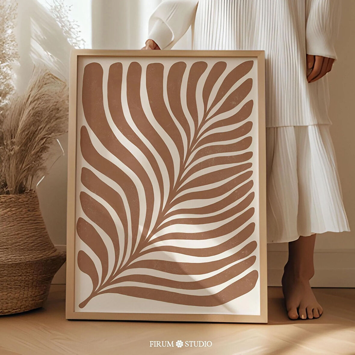 Organik Minimalist Nötr Botanik, Yanık Turuncu, Botanik Sanat