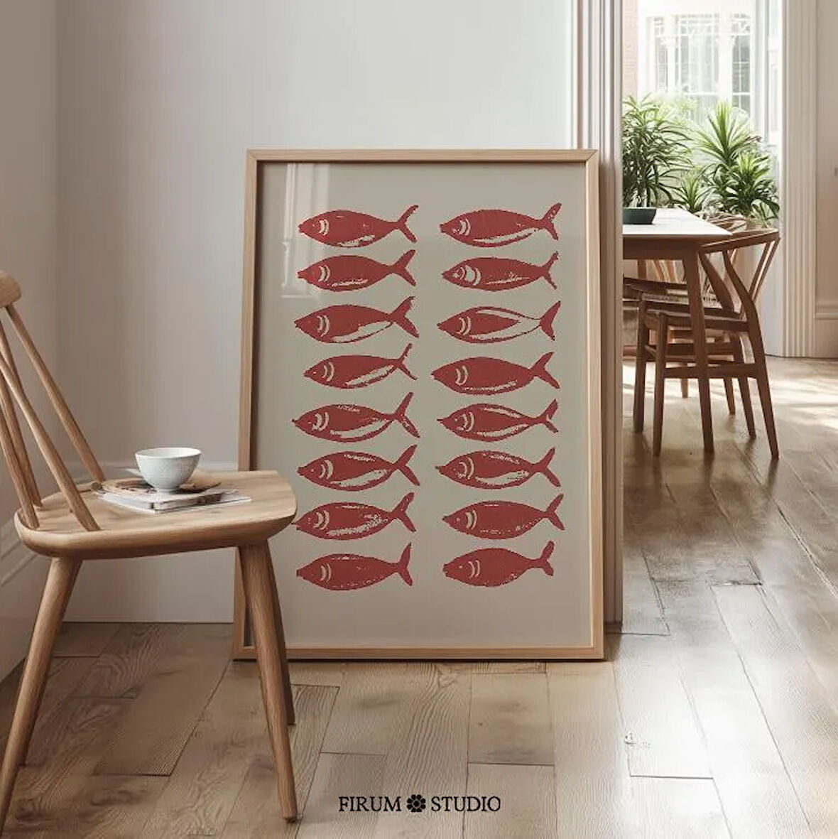 Retro Kırmızı Balık Sahil Duvar Sanatı, Eklektik Plaj