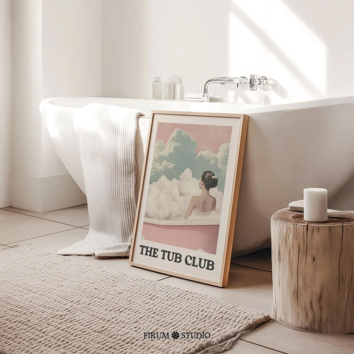 Tub Club Pastel Gerçeküstü Sanat, Kadınsı Banyo Duvar Dekoru