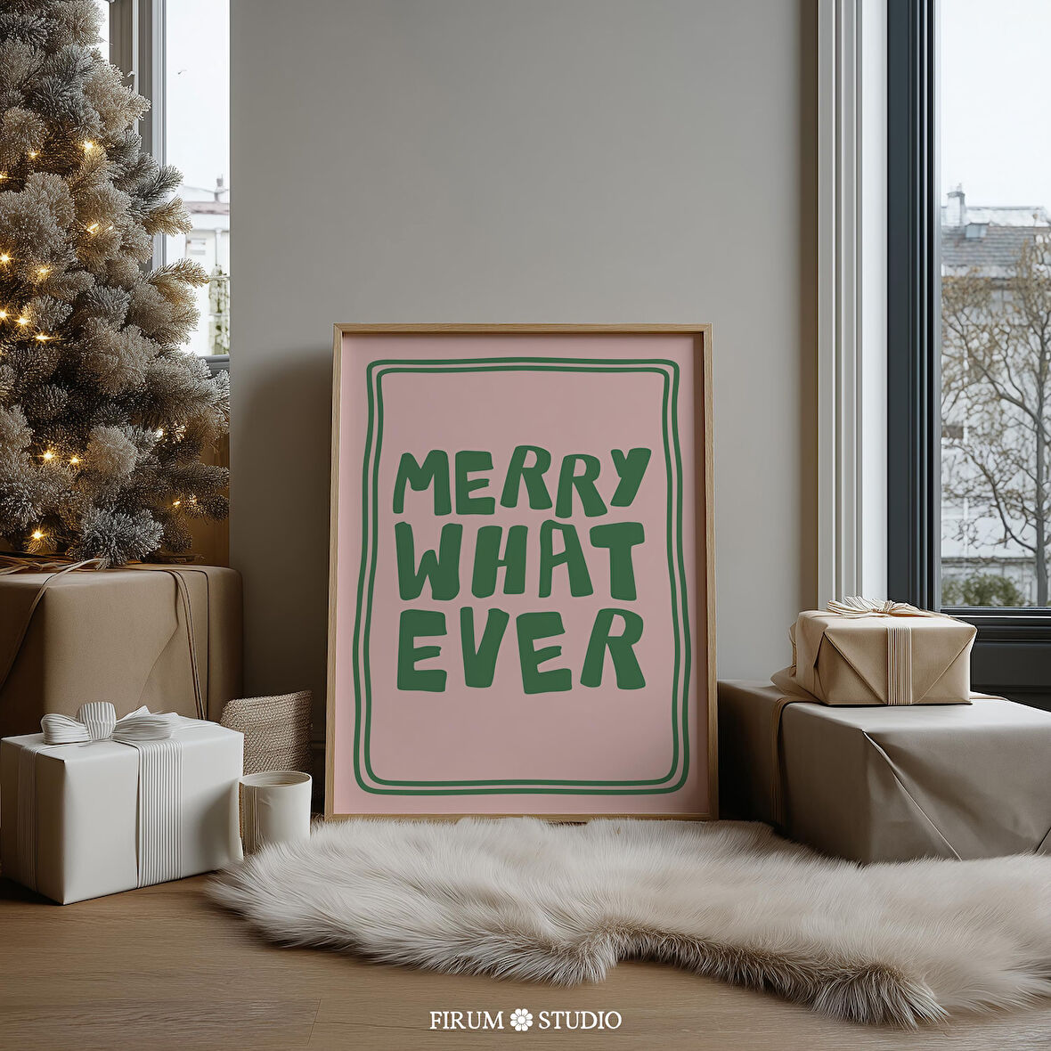 Neşeli Her Ne Olursa Olsun Komik Noel Duvar Sanatı, Cüretkar Tatil Tipografi Posteri