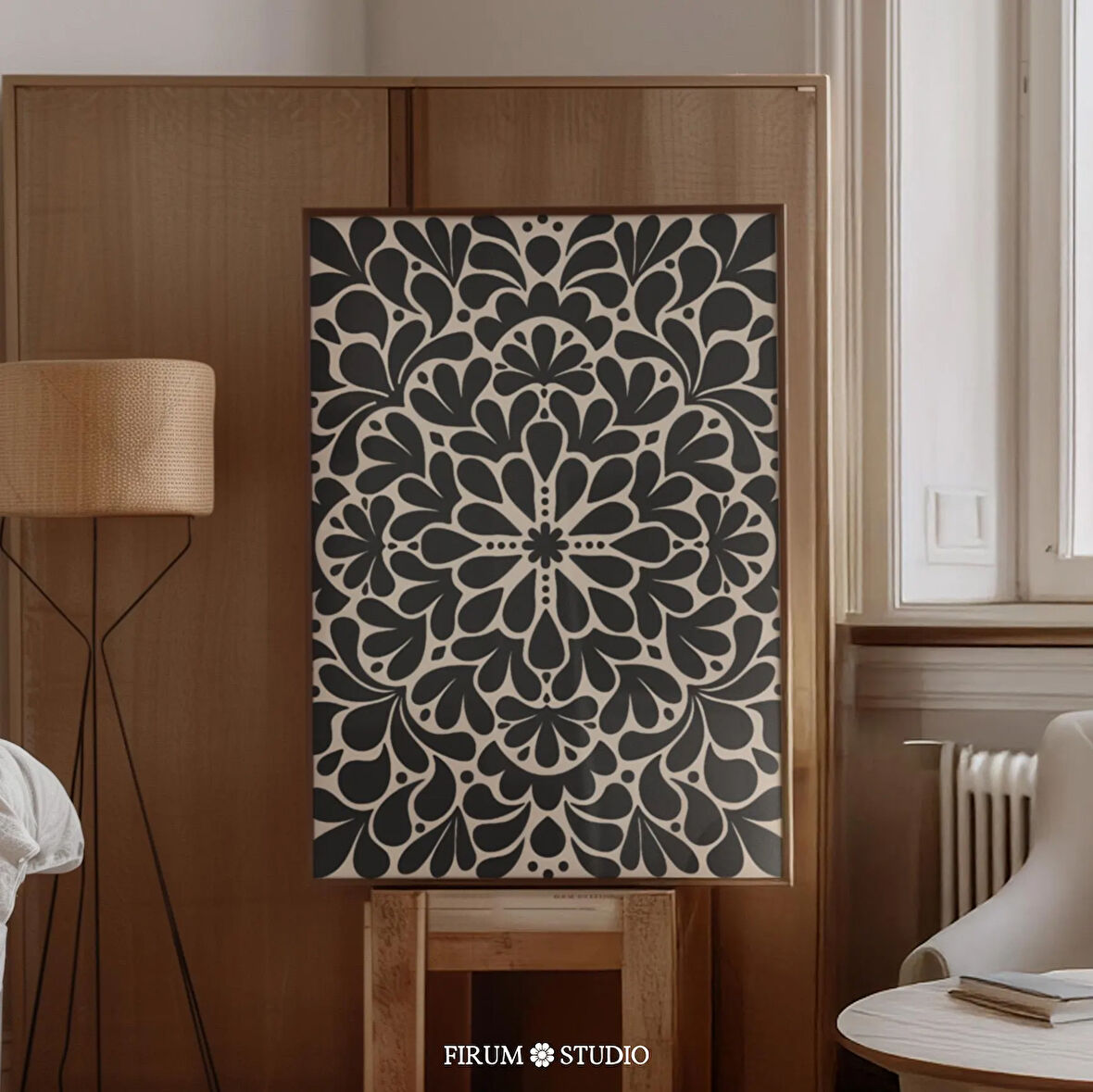 Soyut Çiçek Sanatı, Orta Yüzyıl Modern, Siyah Sanat, Çiçek İllüstrasyonu