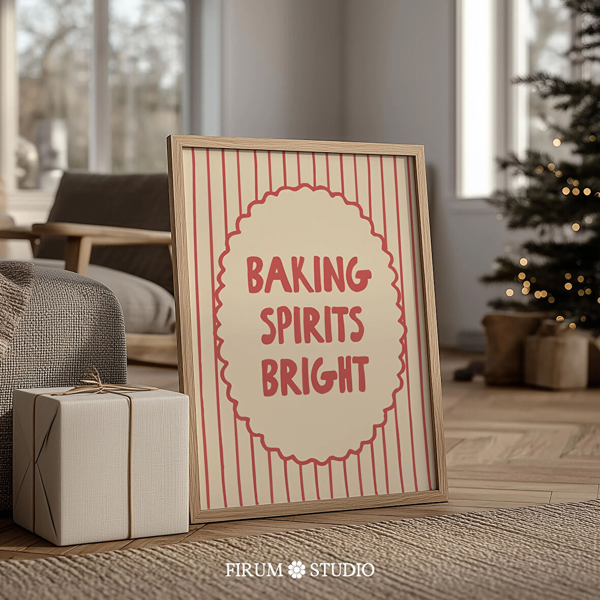 Pişirme Ruhları Parlak Komik Noel Mutfak Duvar Sanatı