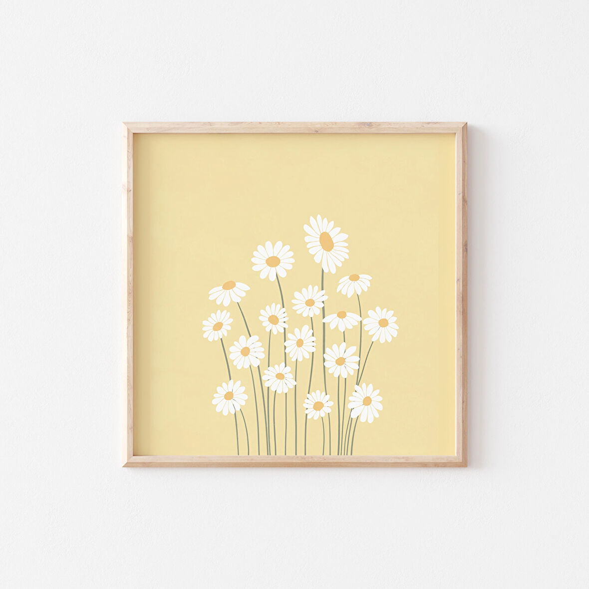 Daises Duvar Sanatı, Pastel Sarı Dekor, Kare Sanat, Danimarka Pastel Dekoru