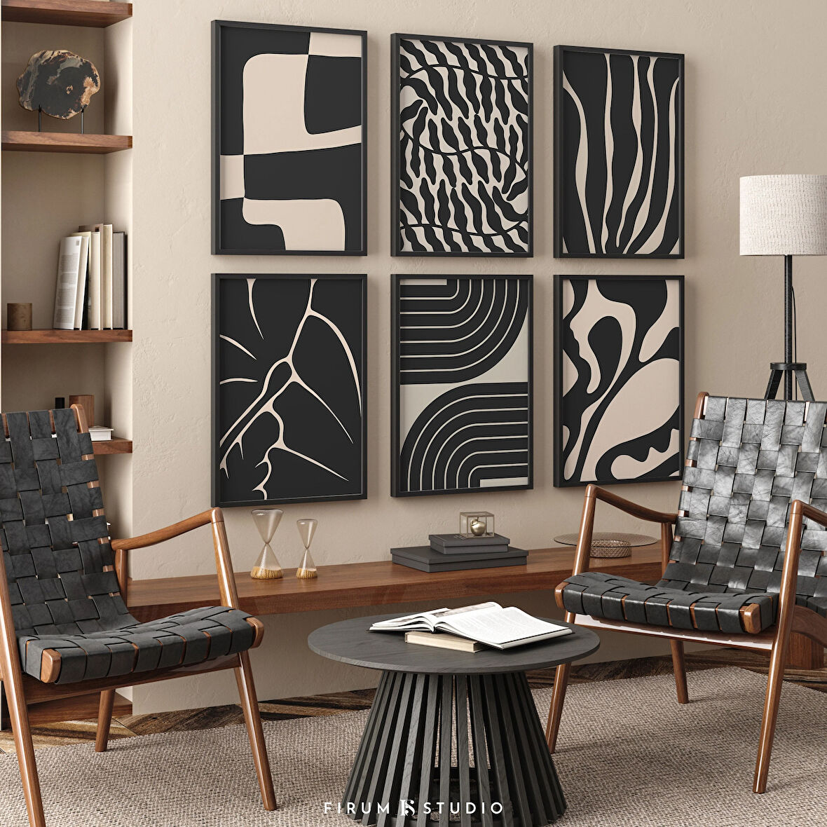 Modern Siyah 6'lı Set Sanat, Sanat