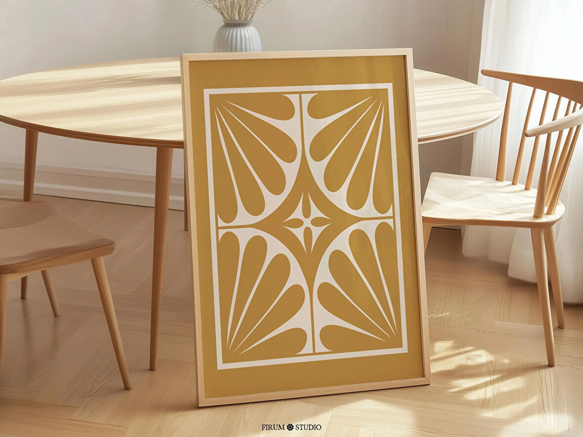 Boho Hardal Sarısı Çiçek, Modern Soyut Sanat