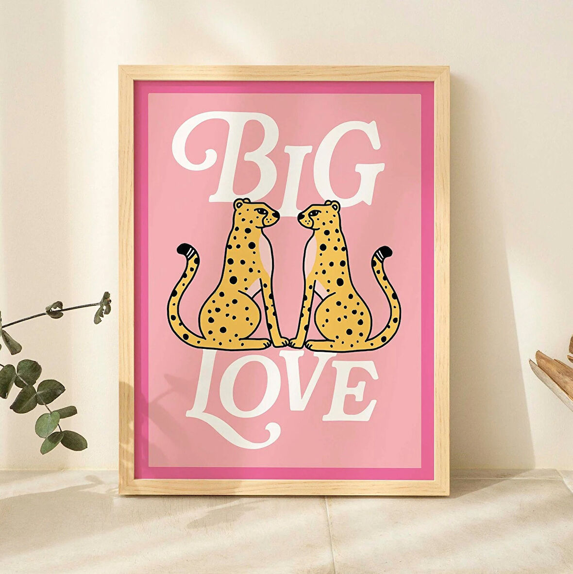 Cesur Pembe Çita Poster, Büyük Maksimalist Duvar Sanatı, Büyük Aşk Sözü, Preppy Oda Dekoru