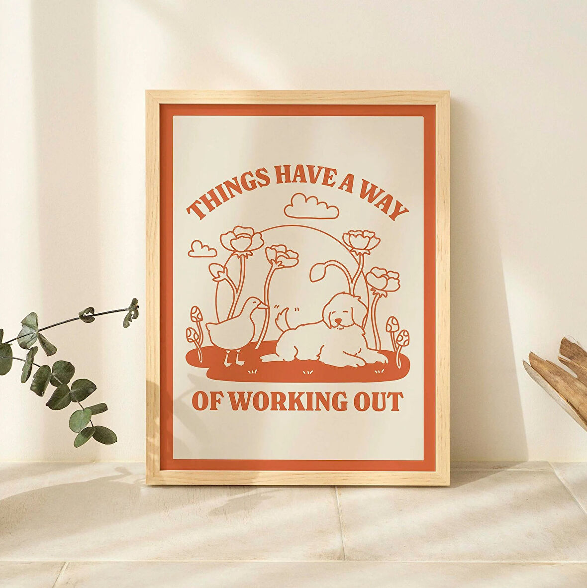 Sağlıklı Köpek ve Kaz Evi Baskısı, Retro Pozitiflik Posteri, Pozitif Posterler