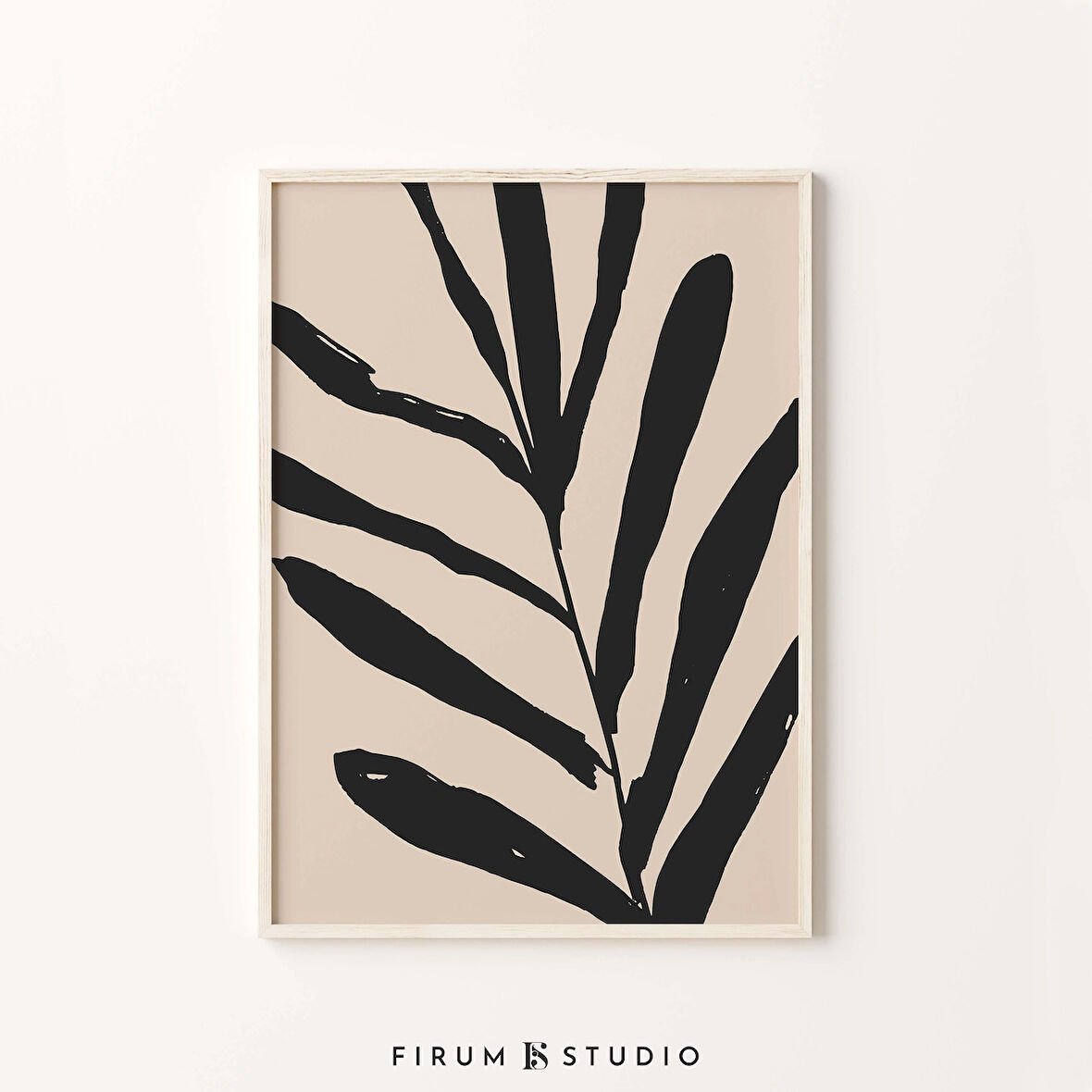 Yaprak Çizimi, Nötr Duvar Sanatı, Siyah ve Bej, Botanik Poster