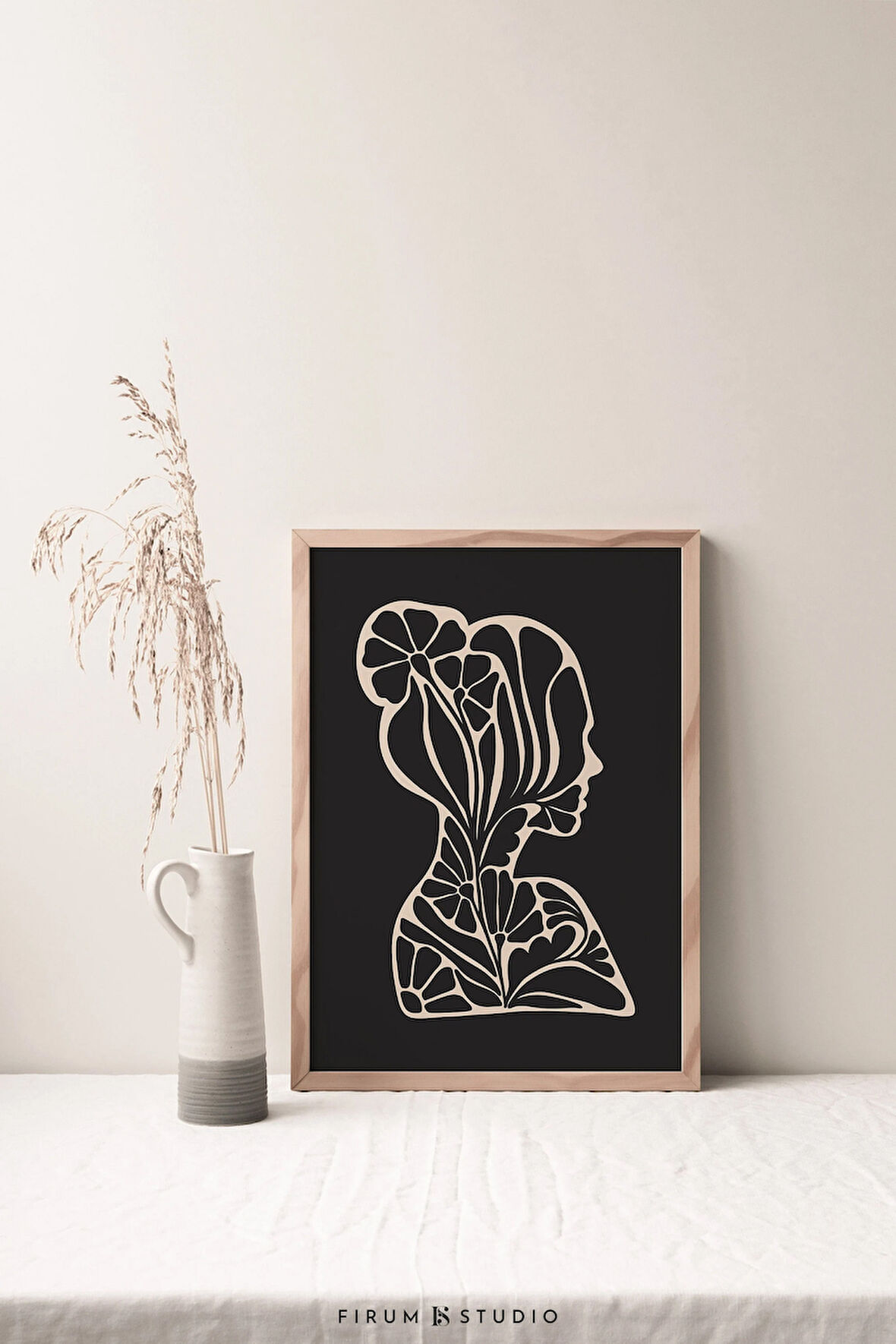 Soyut Çiçek Sanatı, Koyu Duvar Dekoru, Kadın Figürü, Koyu Bohem Sanatı