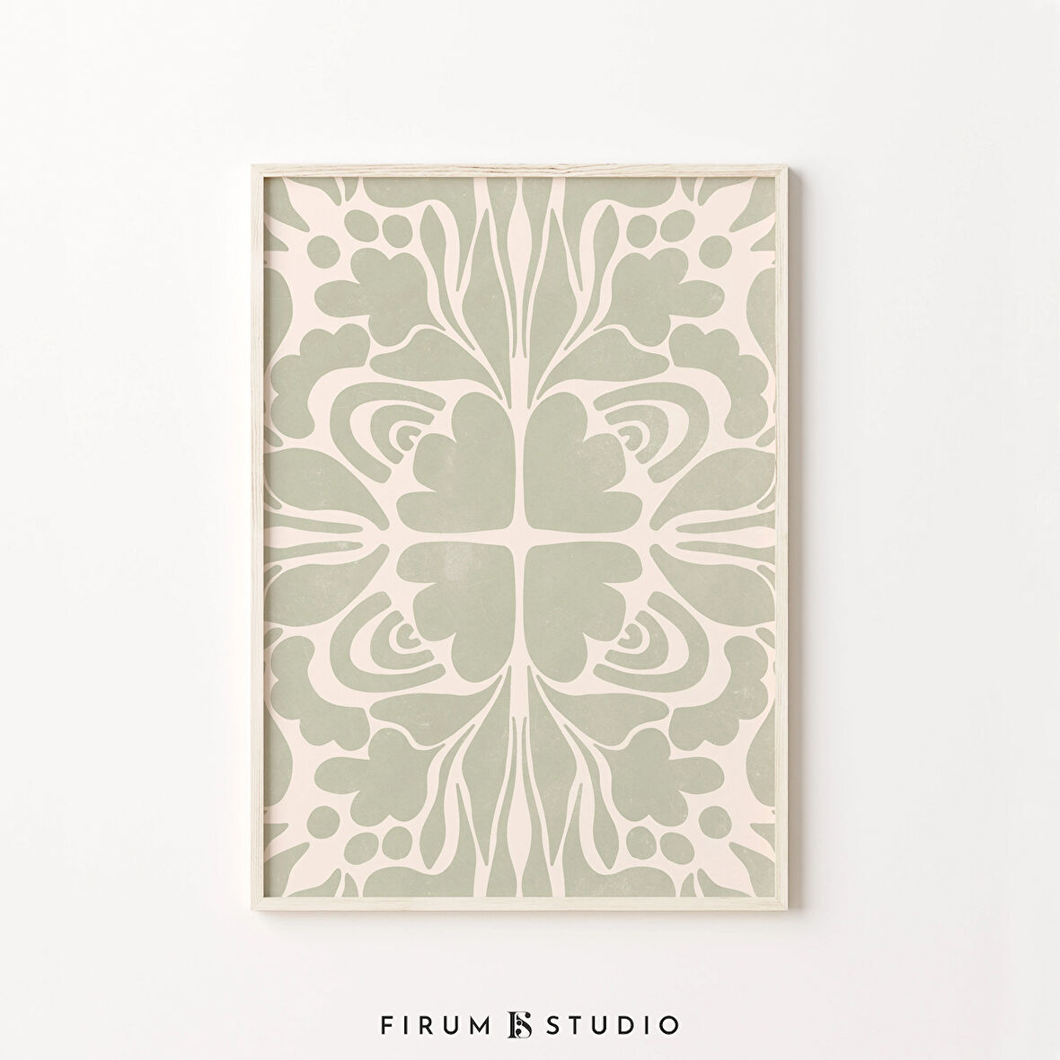 Adaçayı Yeşili Soyut, Organik Duvar Sanatı, Japon Dekoru, Bohem Sanatı, Pastel Oda Dekoru