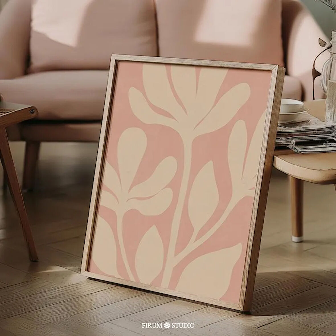 Allık Pembesi Çiçekli Duvar Sanatı, Danimarka Pastel Botanik Poster