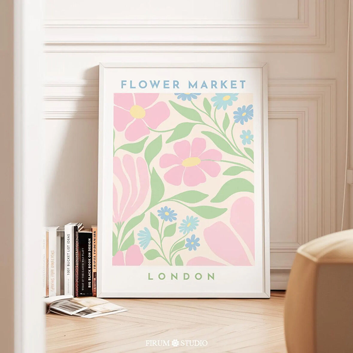 Danimarka Pastel Londra Çiçek Pazarı Sanatı, Pastel Oda Dekoru