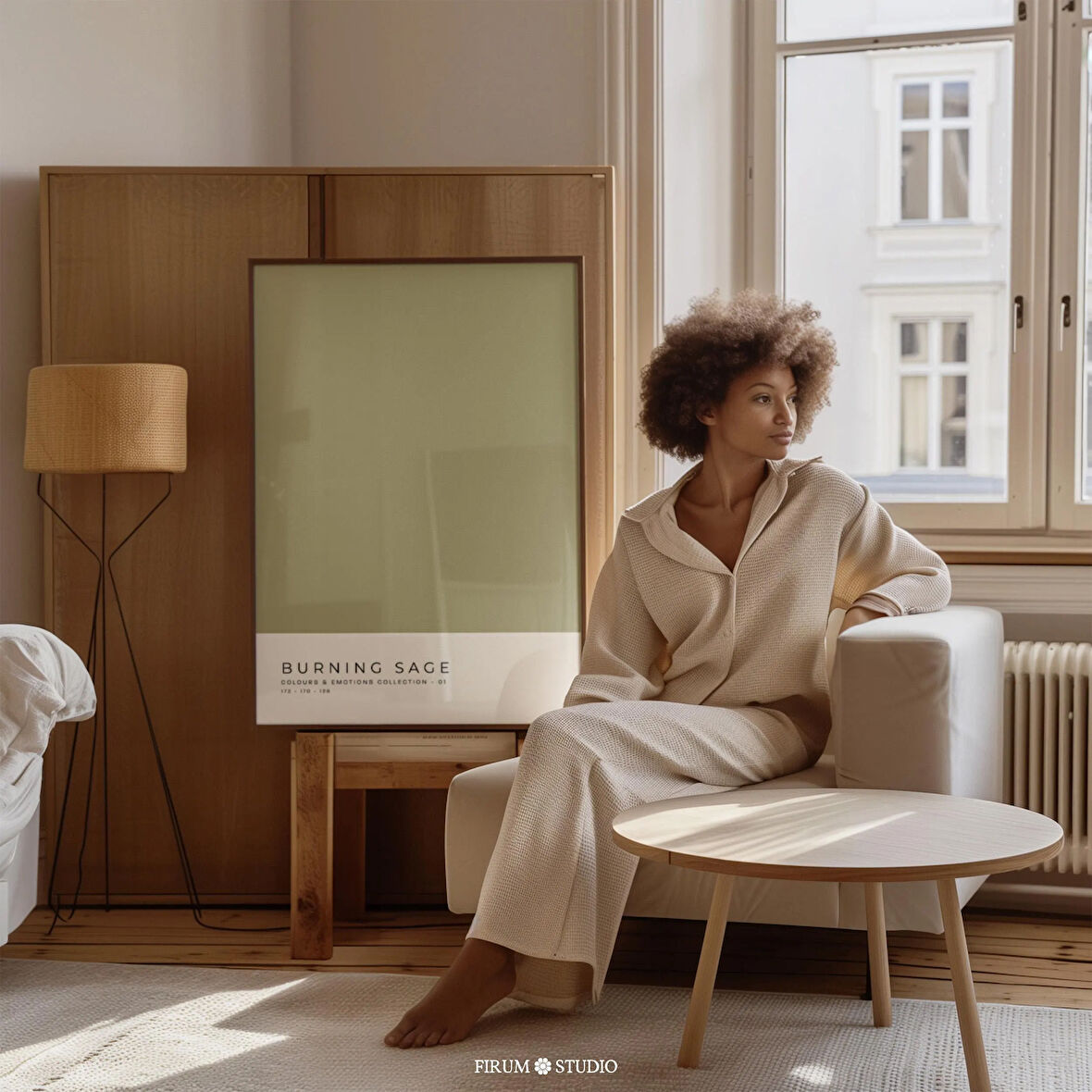 Adaçayı Yeşili Renk Bloklu Duvar Sanatı, Topraksı Duvar Dekoru, Oturma Odası Duvar Sanatı