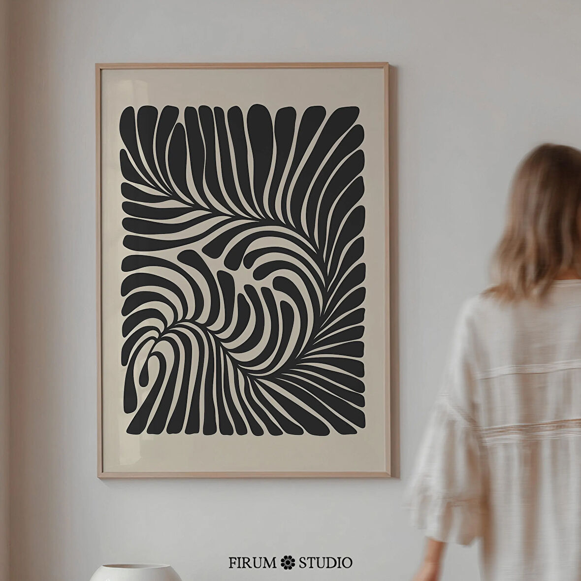 Boho Soyut Botanik Sanatı, Siyah Organik Çizgiler