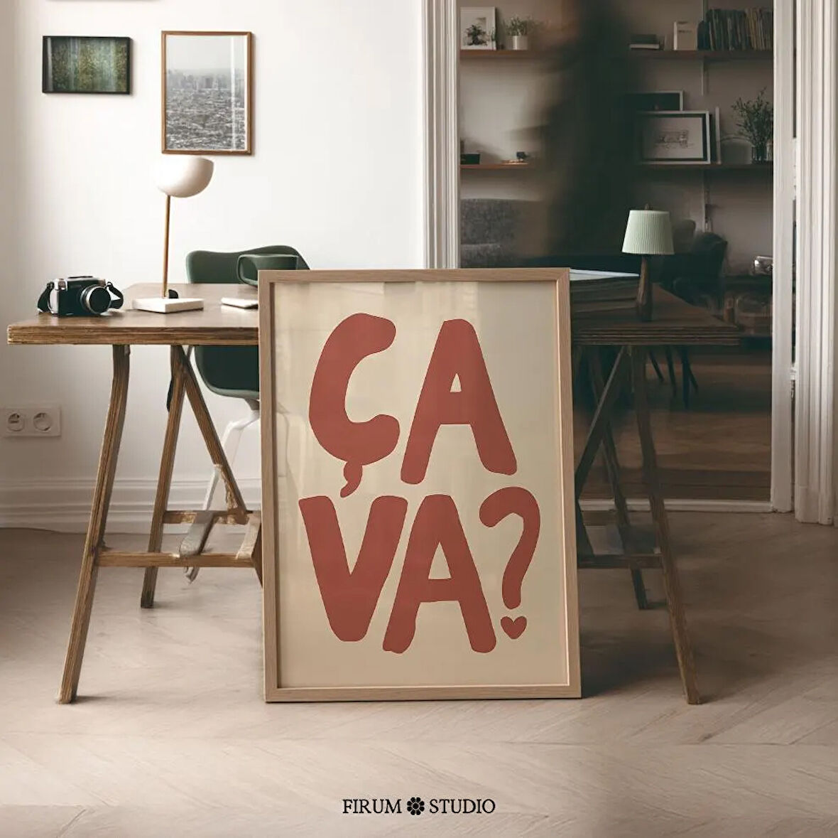 Ça Va Fransızca Söz Duvar Sanatı, Kırmızı Tipografi Dopamin Dekoru