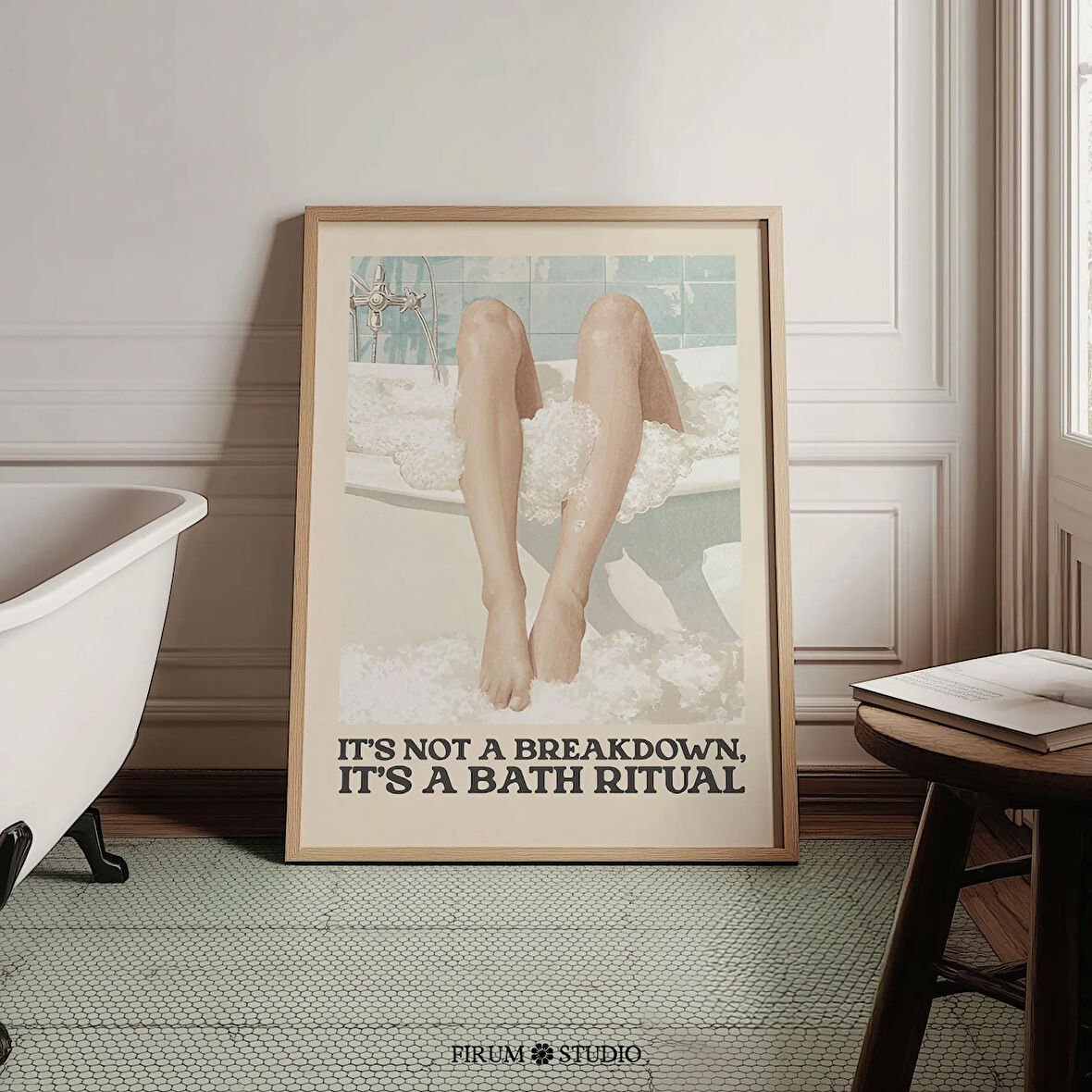 Komik Banyo Ritüeli Duvar Sanatı, Retro Banyo Öz Bakım Posteri