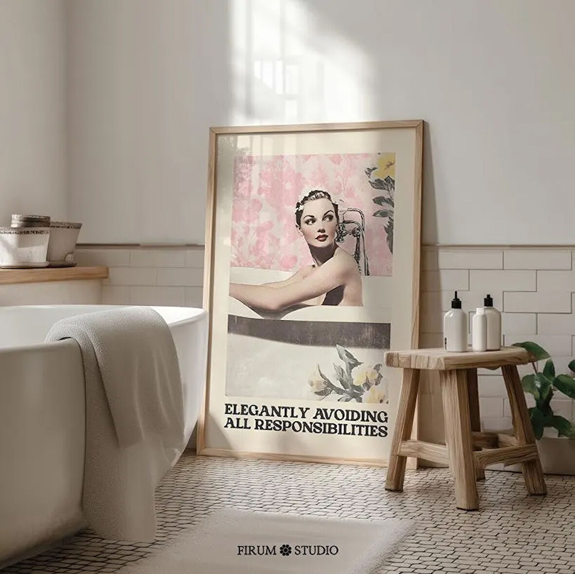 Retro Pembe Banyo: Komik Erteleme Sözü ( )