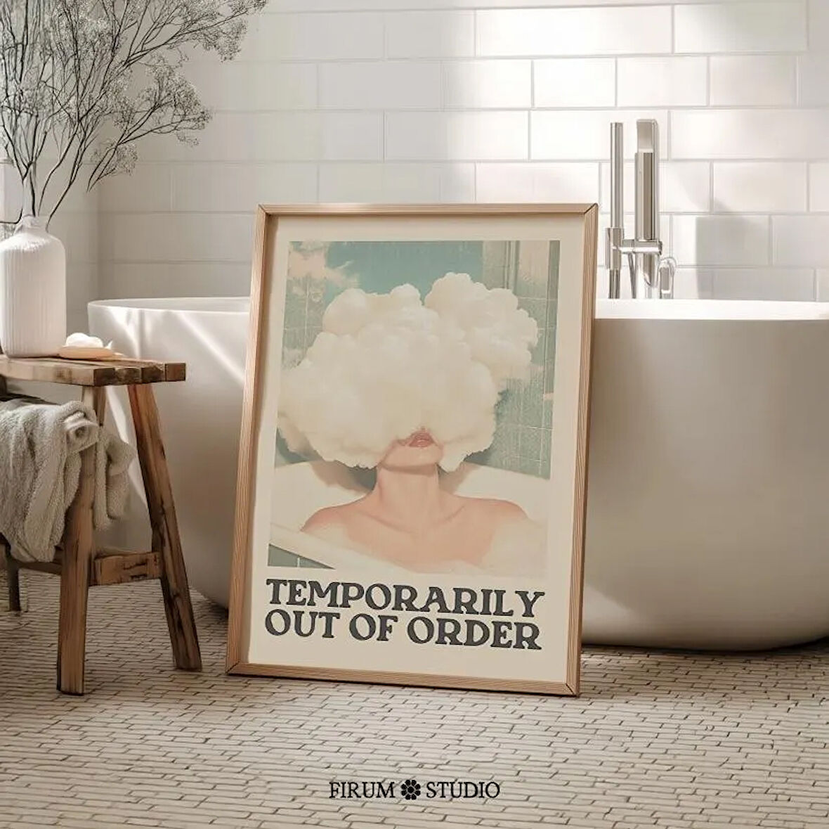 Geçici Olarak Kullanım Dışı Komik Banyo Duvar Sanatı, Retro Pastel