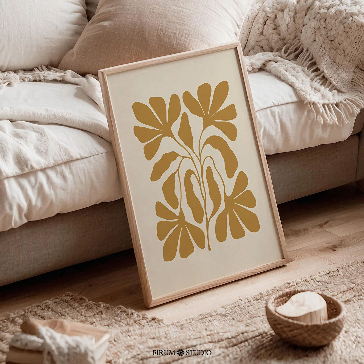 Boho Soyut Botanik Sanatı, Sarı Çiçek Desenleri