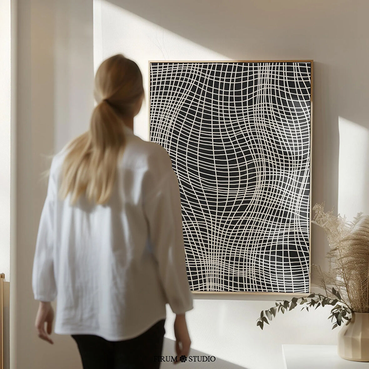 Bej ve Siyah Minimalist Soyut Çizgiler