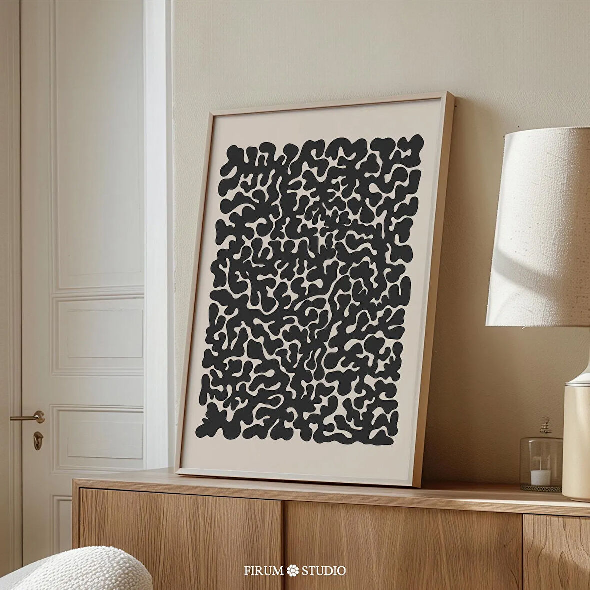 Soyut Organik, Siyah ve Bej Modern Sanat