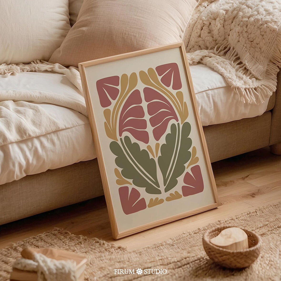 Sıcak Toprak Tonları Soyut Botanik Sanatı