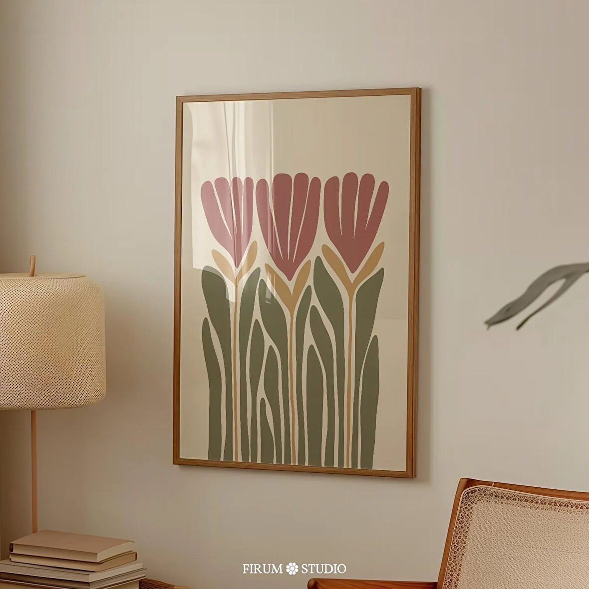 Sönük Lale Soyut Sanat, Bohem Çiçek Desenli