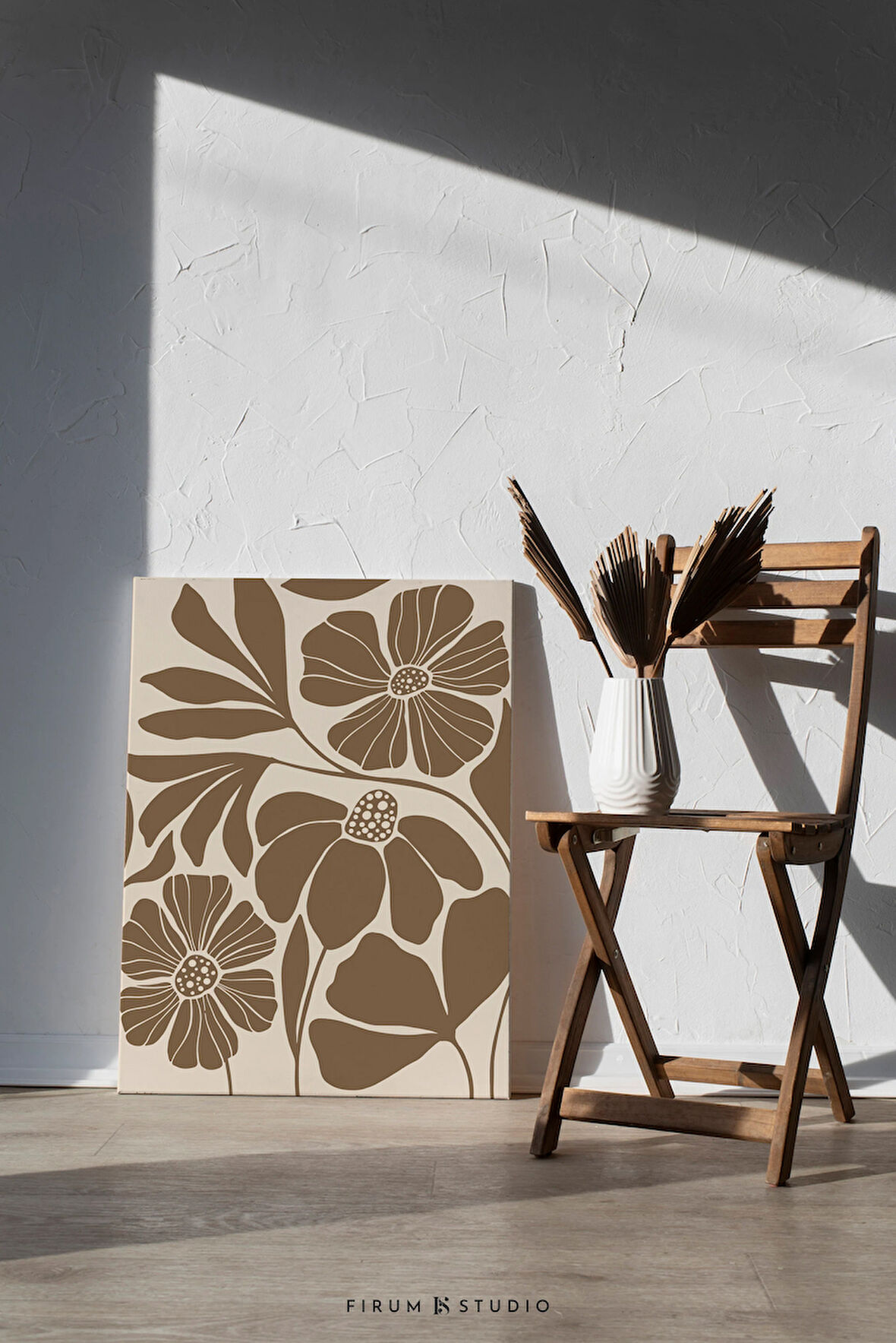 Toprak Tonlarında Soyut Botanik Boho Duvar Sanatı | 1854 | Bohem Oda Dekoru