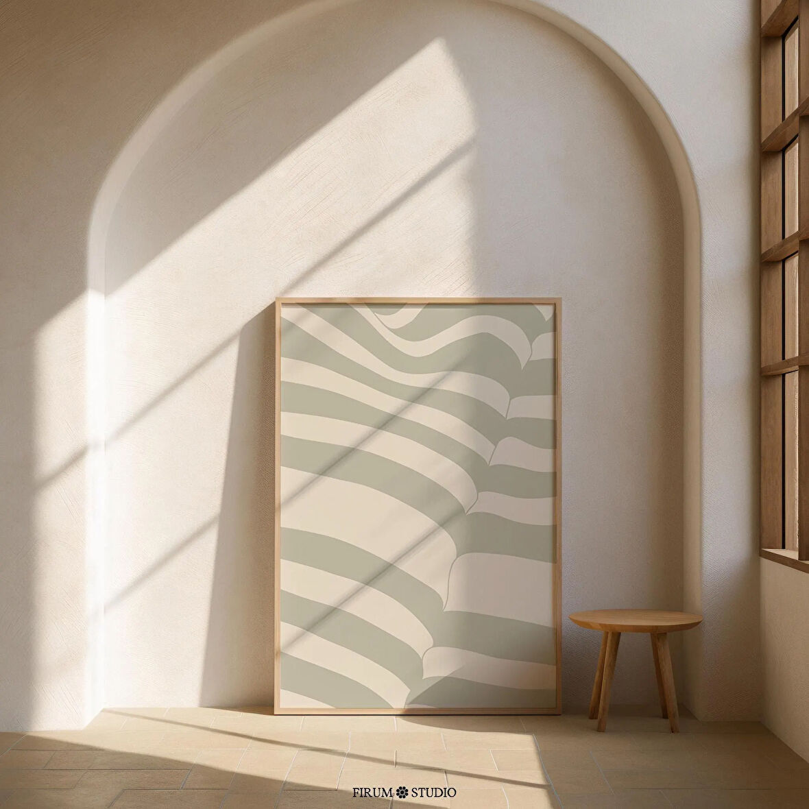Sönük Yeşil Soyut Çizgiler - Japandi Estetik Adaçayı Yeşili Dekor | Minimal Çizgili Sanat Poster ve Eklektik Duvar Sanatı |