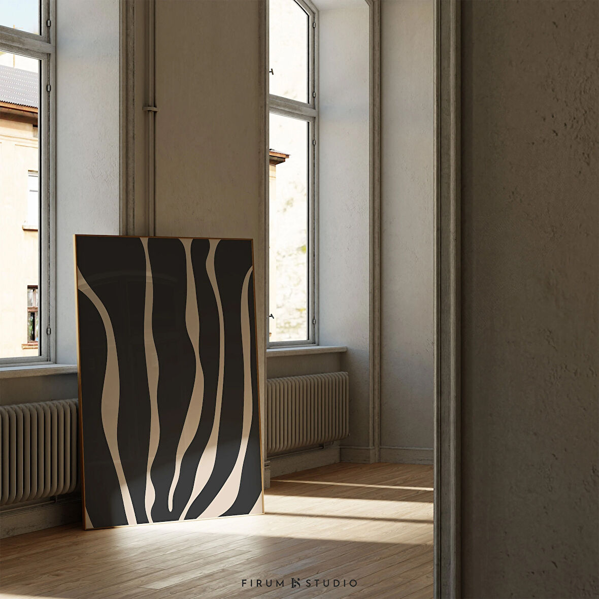 Modern Organik Sanat, Bej ve Siyah, Büyük Soyut, Minimal Duvar Sanatı