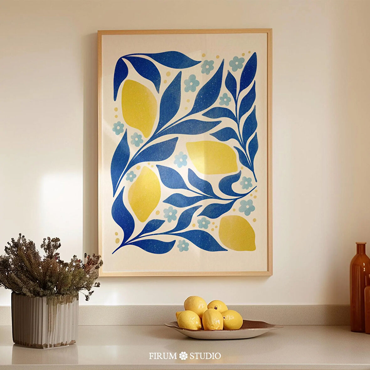 Mavi ve Sarı Limon Duvar Sanatı