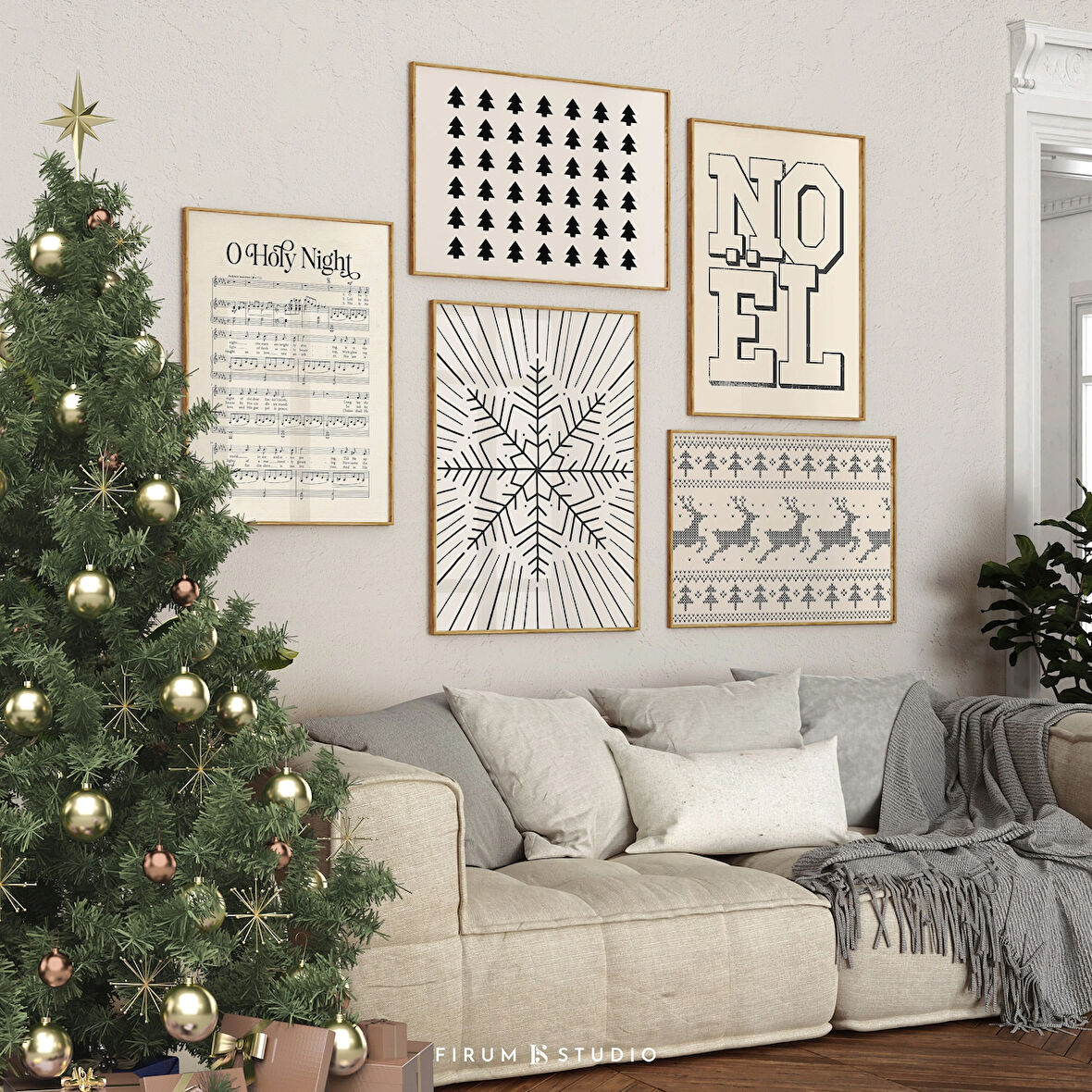 Nötr Noel 5'li Duvar Sanatı Seti