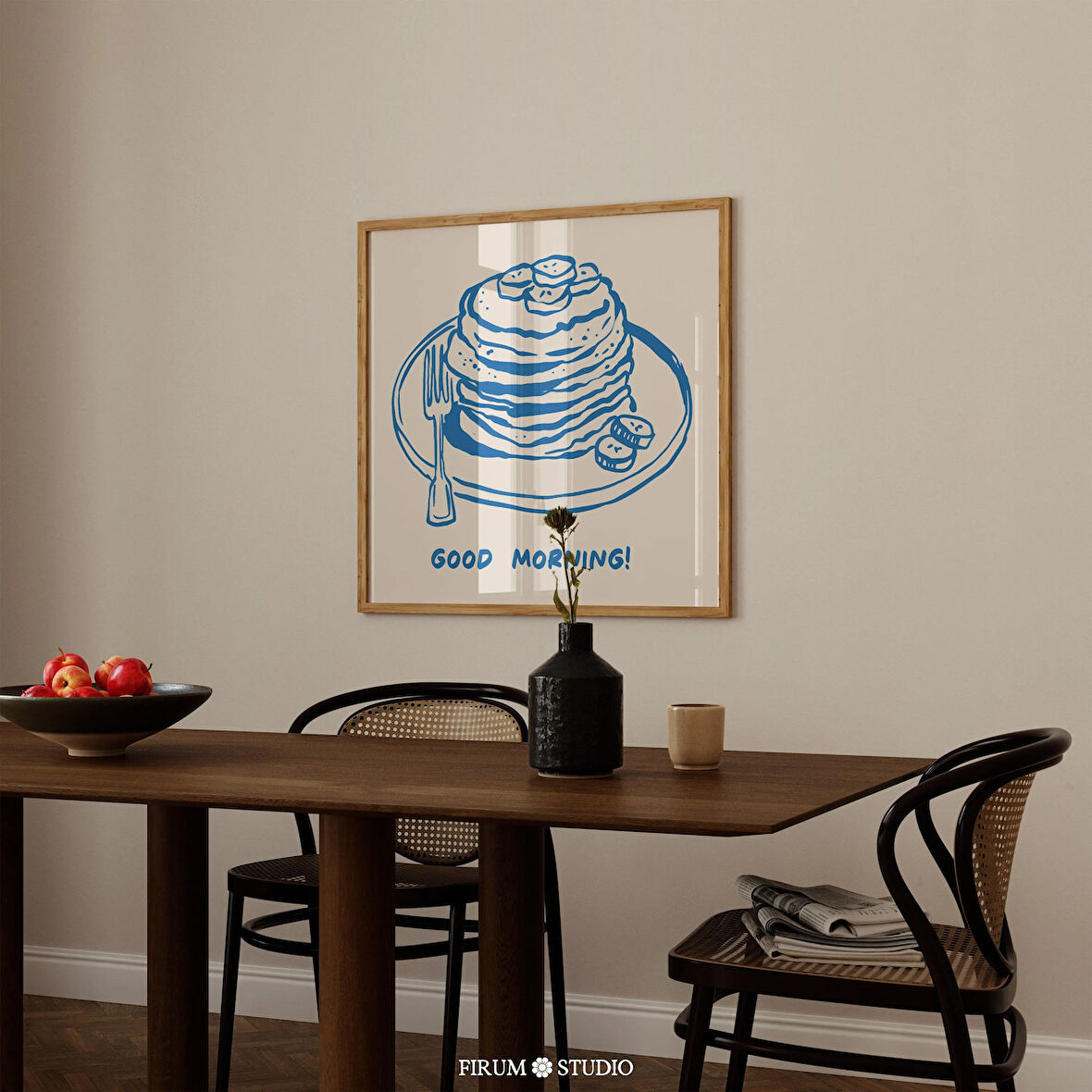 Günaydın Mavi ve Bej Kahvaltı Posteri, Kare Duvar Sanatı