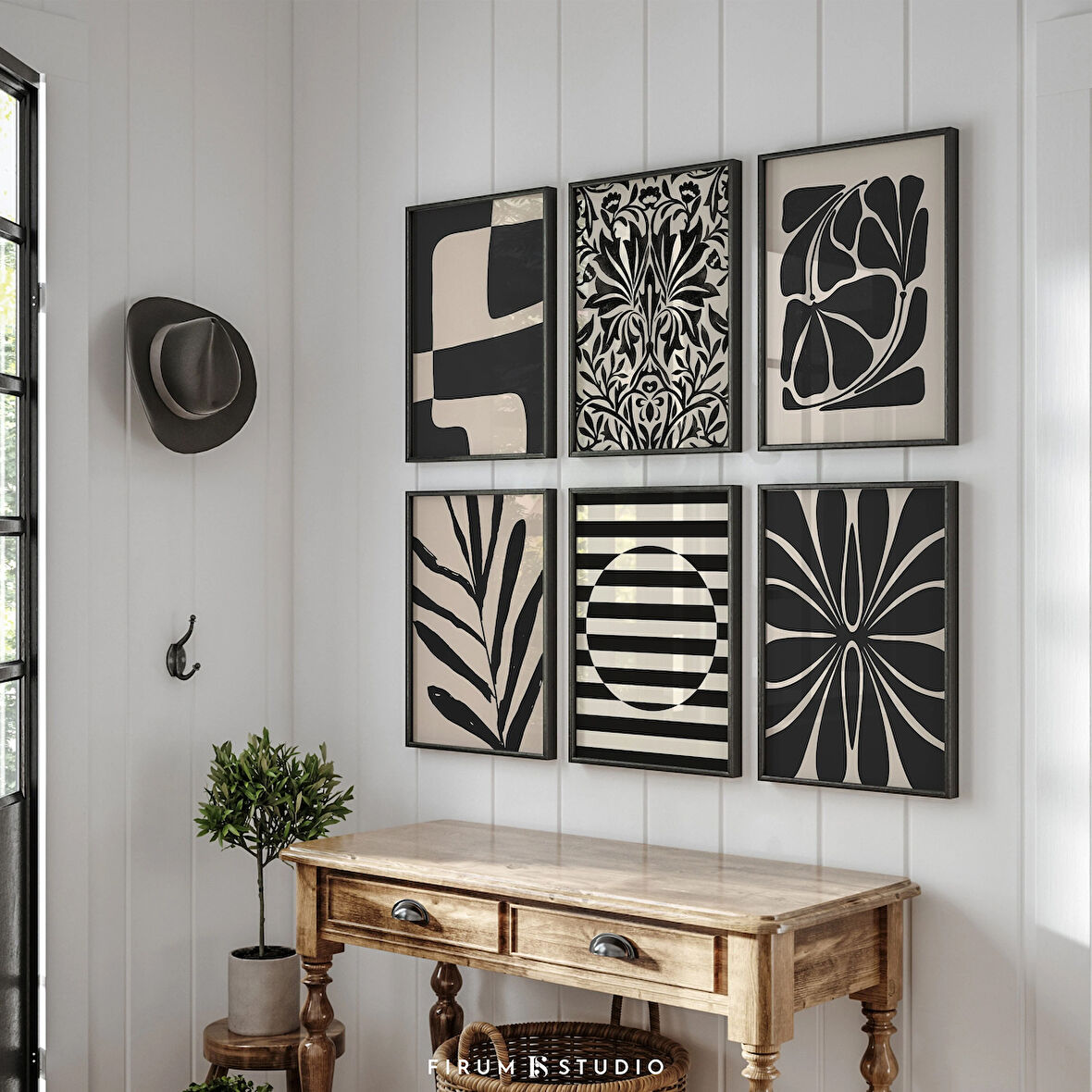 6'lı Orta Yüzyıl Modern Sanat Seti