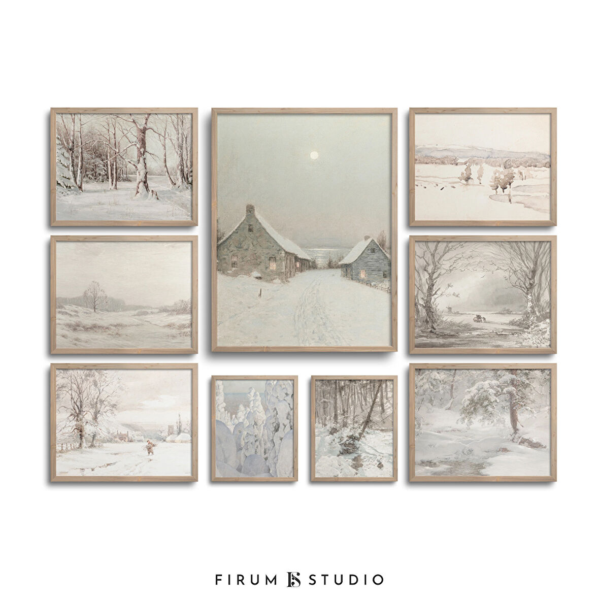 Sessiz Kış 9'lu Set, Noel Galerisi, Nötr Noel Sanatı