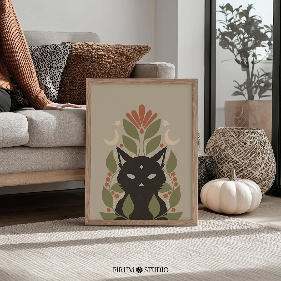 Siyah Kedi Cadılar Bayramı Duvar Sanatı, Mistik Sonbahar