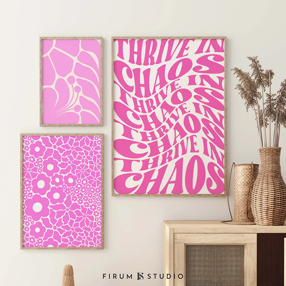 Sıcak Pembe Hazır Giyim 3'lü Sanat Seti