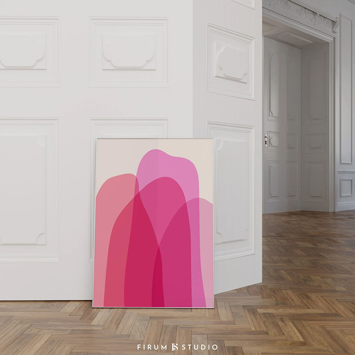 Soyut Pembe Şekiller Duvar Sanatı | 1997 | Moda Modern Üniversite Yurt Odası Dekoru