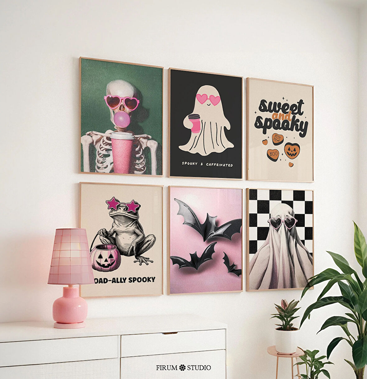 Trend Maksimalist Cadılar Bayramı 6'lı Set Sanat, Preppy Yurt Odası Dekoru