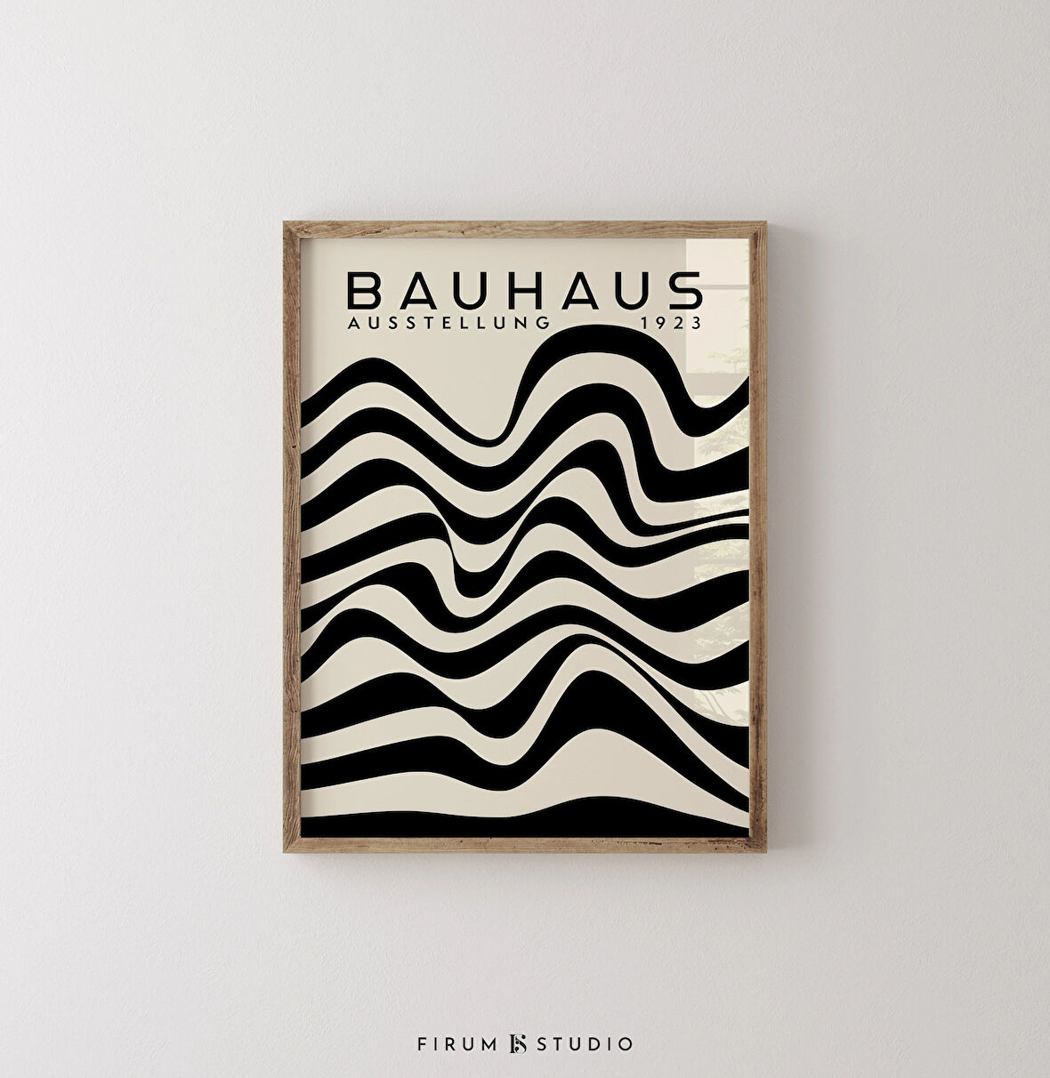 Bej ve Siyah Orta Yüzyıl Modern, Bauhaus Duvar Sanatı