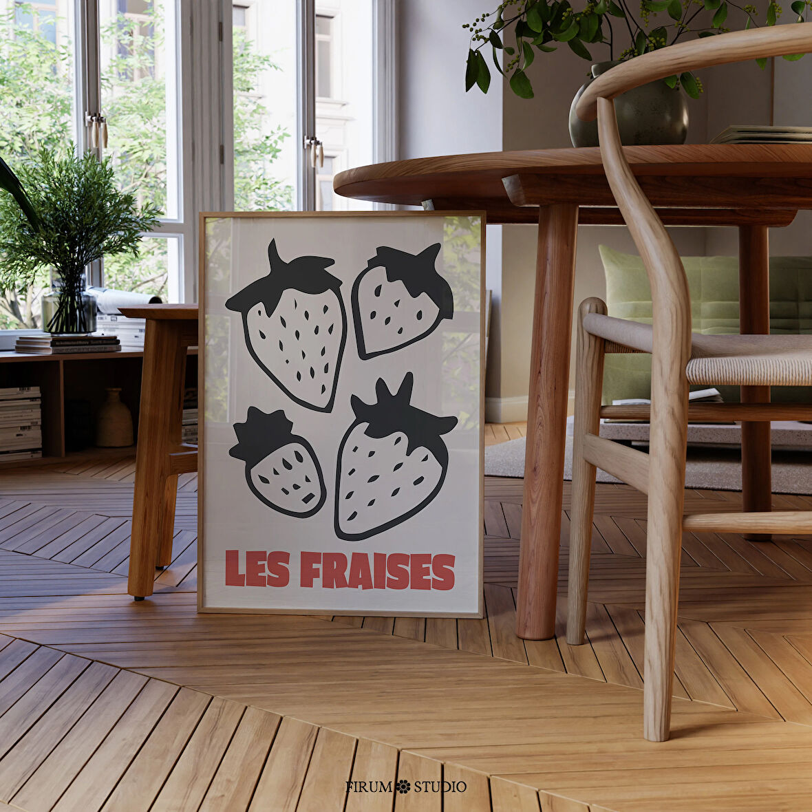 Les Fraises Modern Mutfak Duvar Dekoru, Çilek Poster