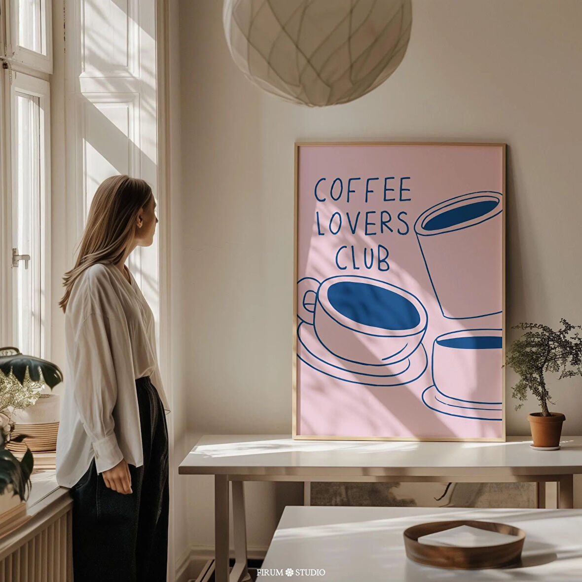 Pembe ve Mavi Kahve Severler Kulübü Duvar Sanatı, Pastel Mutfak Dekoru