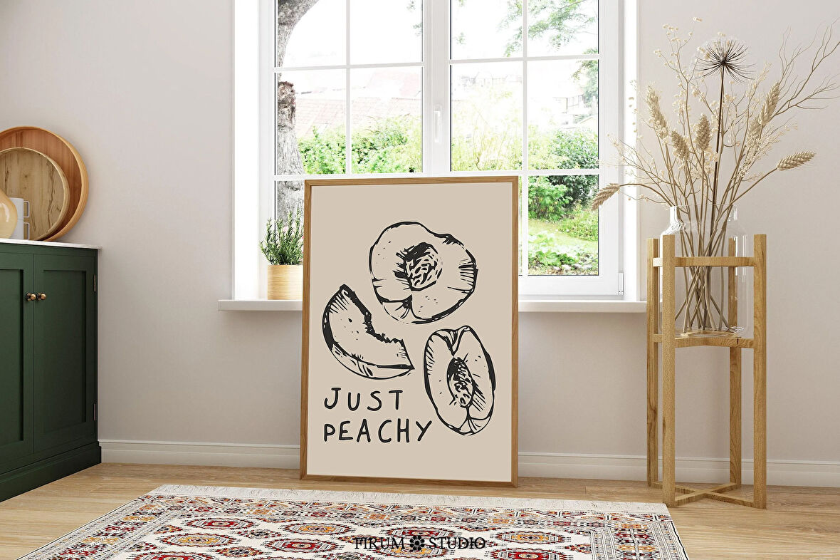 Şeftali Yemek Odası Duvar Dekoru, Nötr Mutfak Sanatı