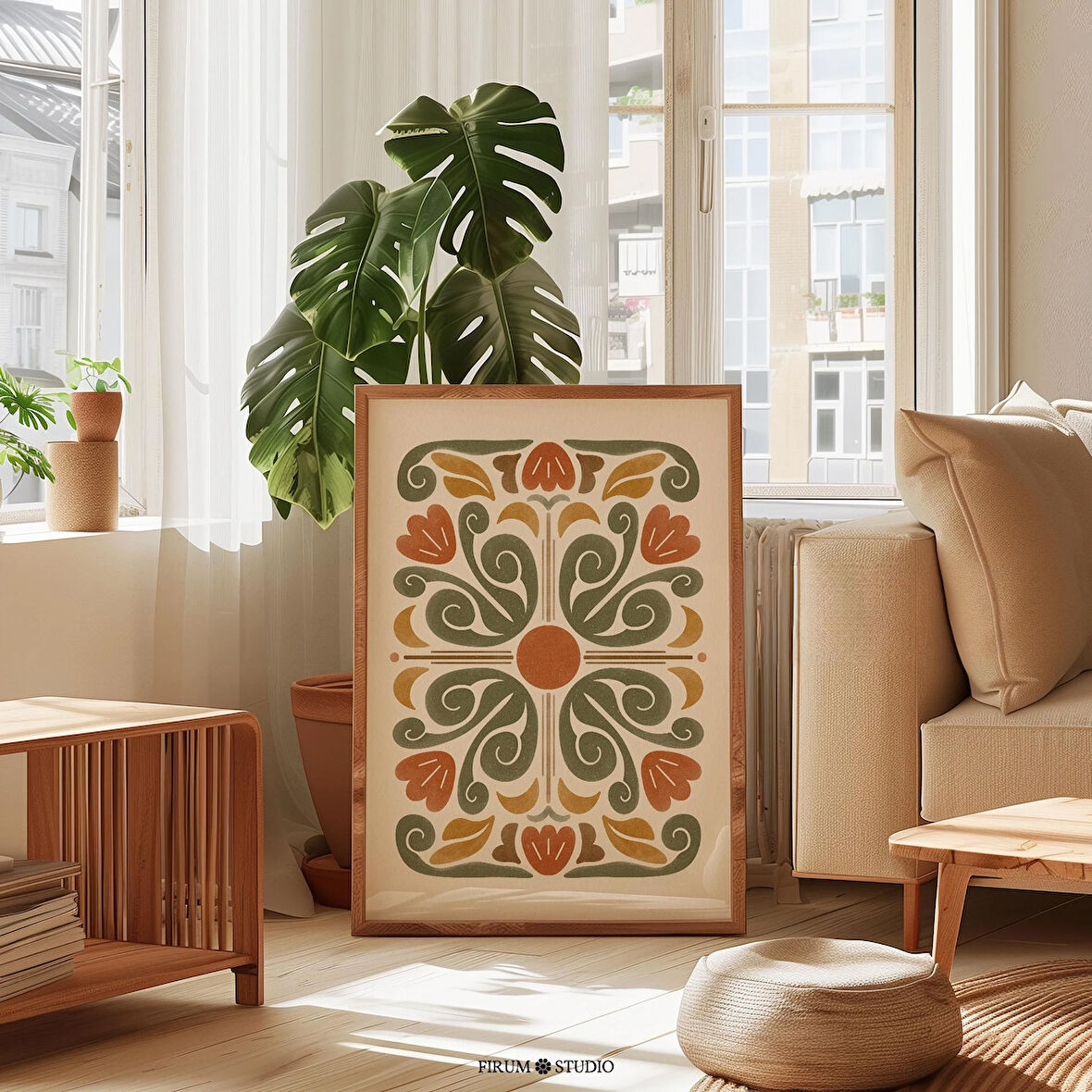 Toprak Tonlarında Modern Bohem Sanatı, Sönük Renkler Dekoru, Botanik Duvar Sanatı