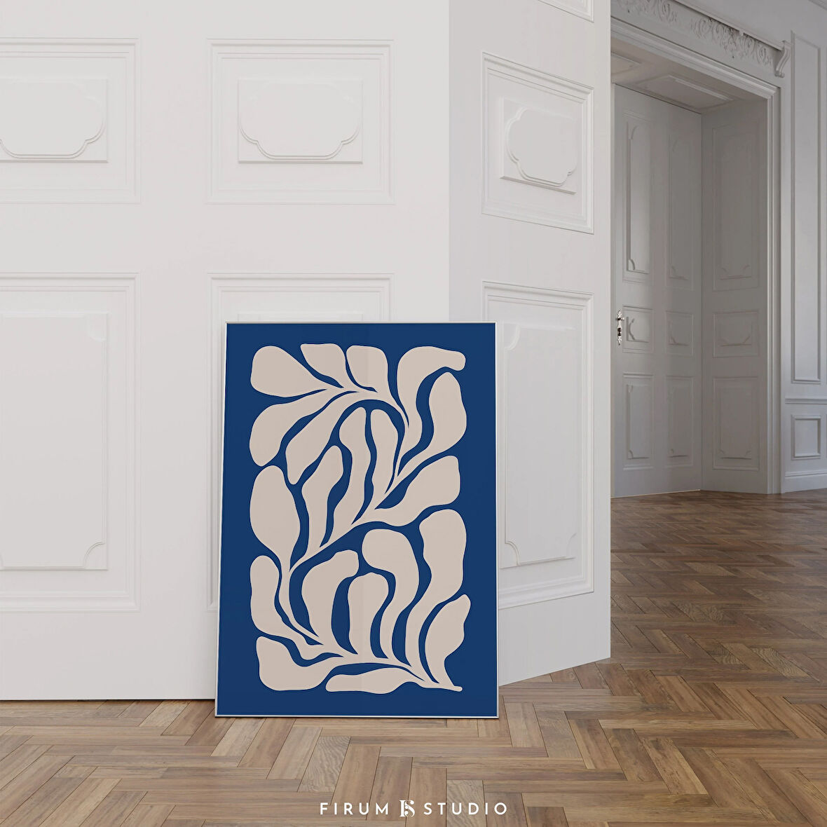 Soyut Organik Şekiller Sanatı, Mavi Botanik Duvar Sanatı