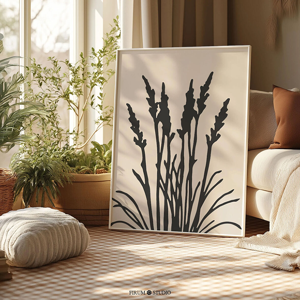 Nötr Kır Çiçekleri, Minimalist Bohem Çiçek Poster
