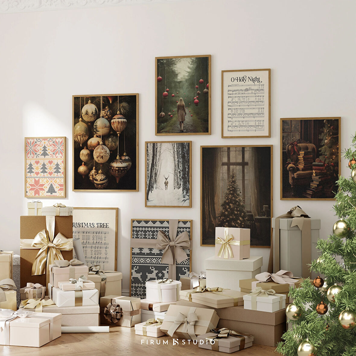 Klasik Noel Duvar Galerisi 9'lu Set